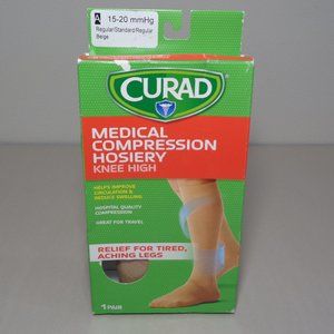 Curad Size A Regular 15-20 mmHG Beige New Knee High Medical Compression Hosiery